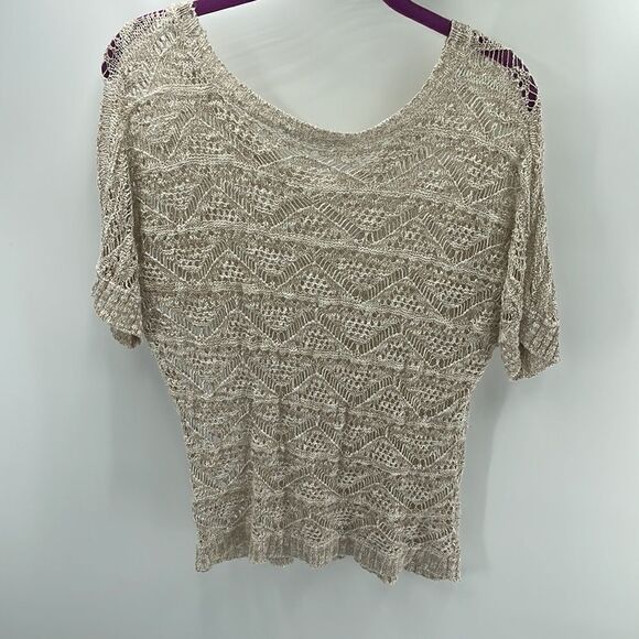 Maurices
open knit crochet boho ivory metallic copper sweater large - Picture 2 of 9